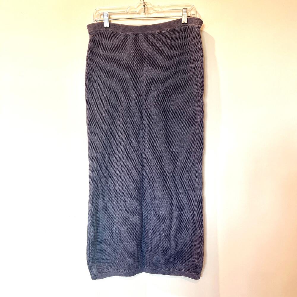 Isabella Bird Ramie Cotton Knit Straight Maxi Skirt Sz M Blue Purple Cottagecore